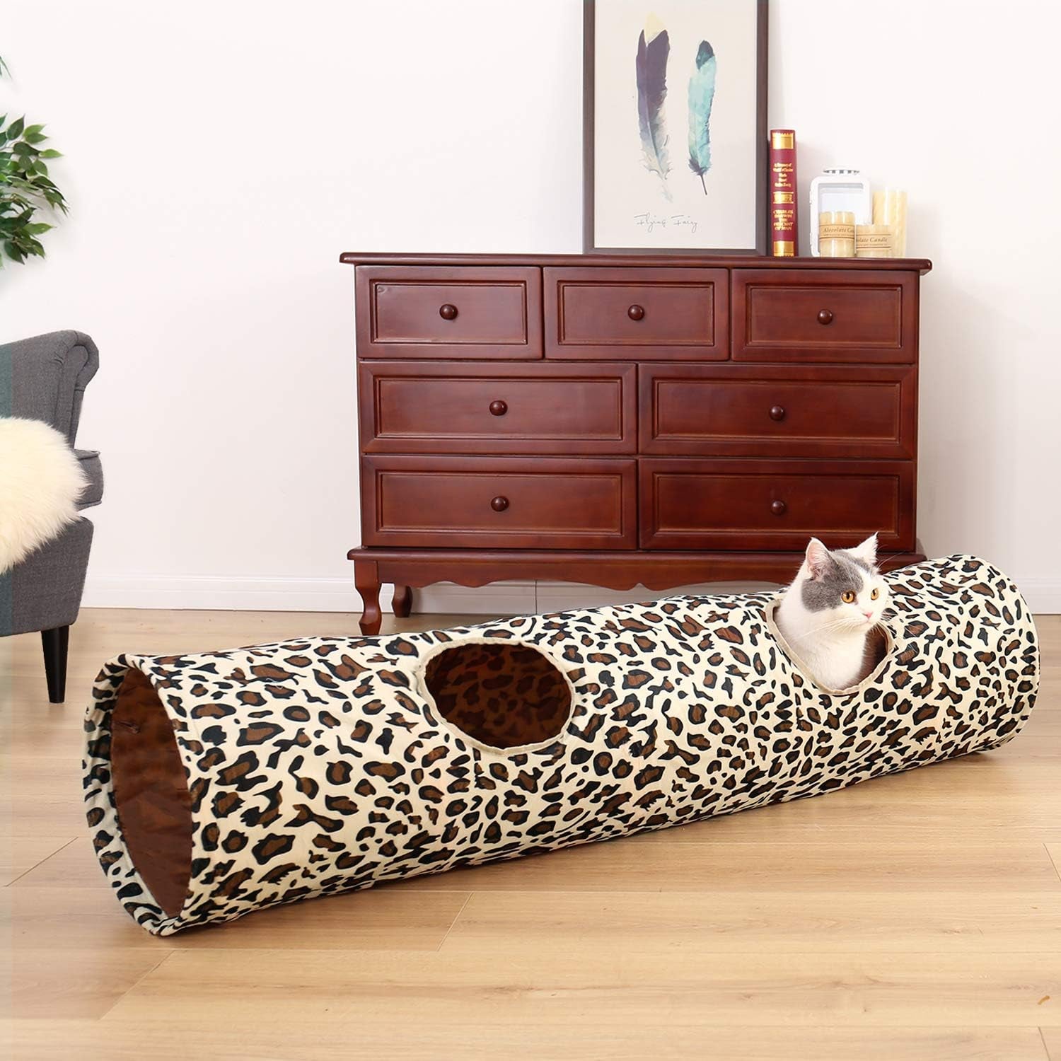 Cat Toys Collapsible Tunnel Dog Tube for Fat Cat,Rabbits,Dogs Length 51" Diameter 12"